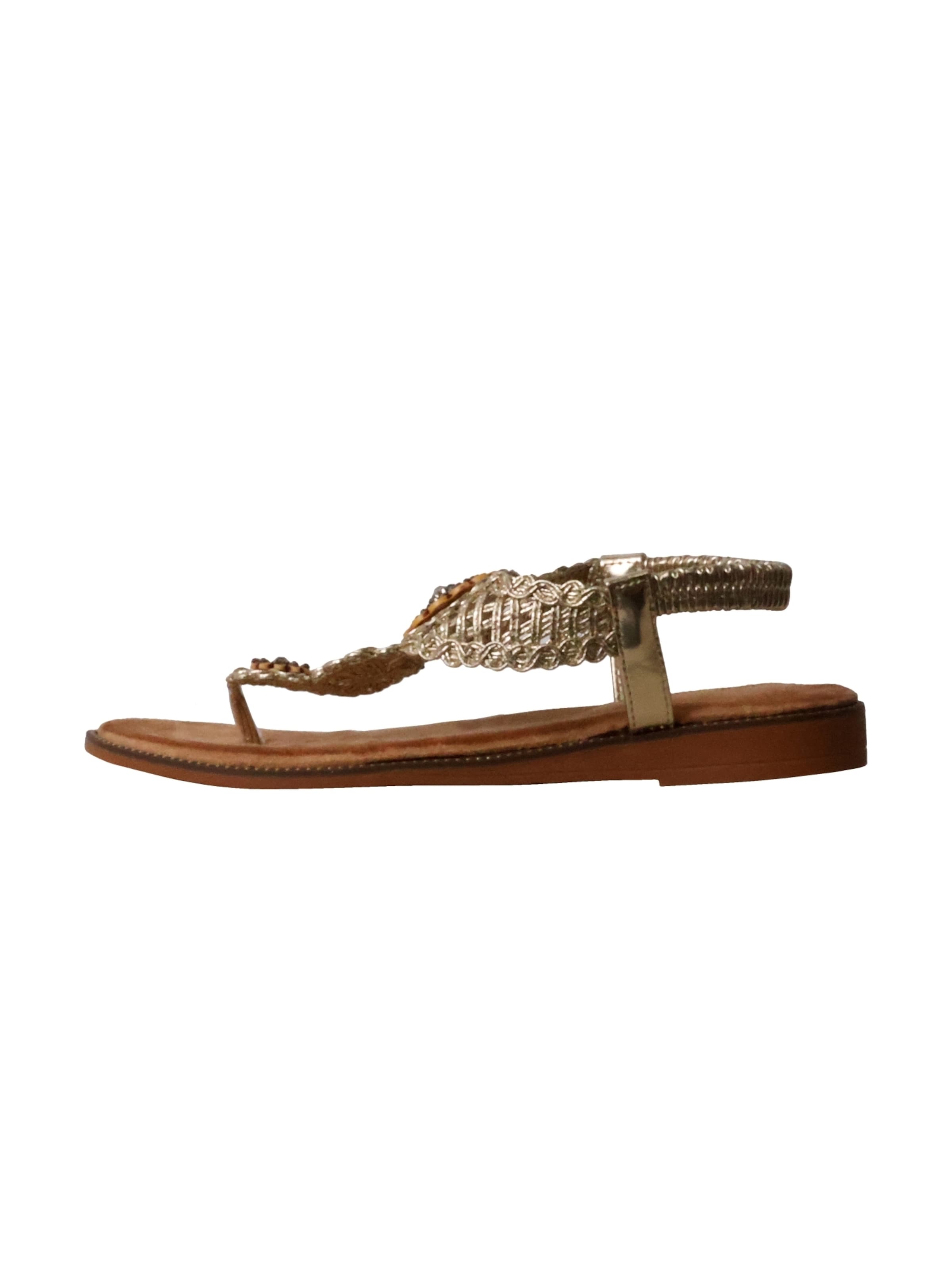 Super Mode Sandały 'Flache Sandalen zum Hineinschlüpfen' w kolorze złoty: przód