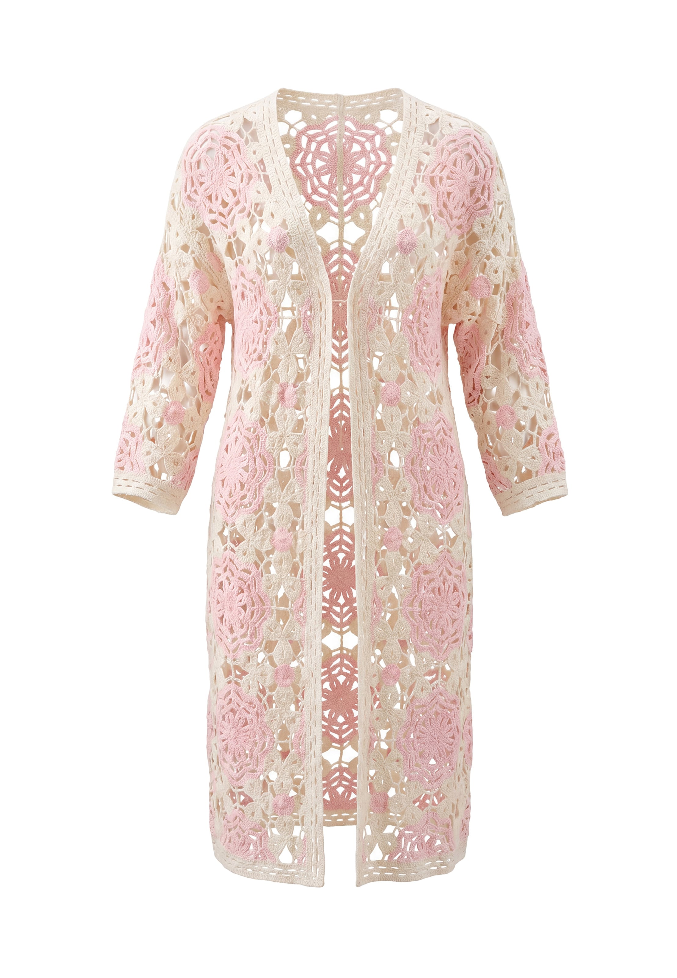usha FESTIVAL Gebreide mantel 'Resortwear' in Roze: voorkant