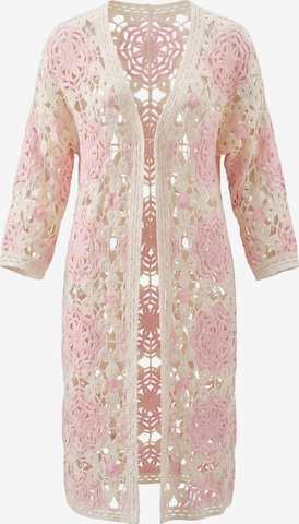 usha FESTIVAL Gebreide mantel 'Resortwear' in Roze: voorkant