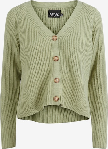 PIECES Knit cardigan in Green: front