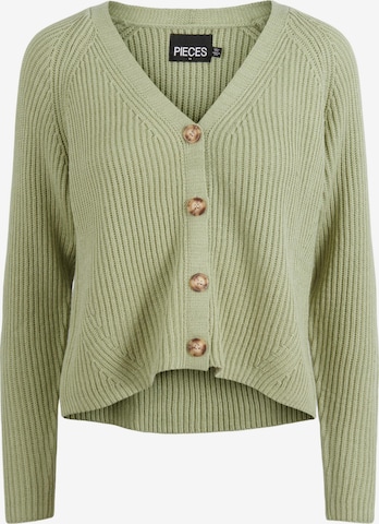 PIECES Knit Cardigan in Green: front