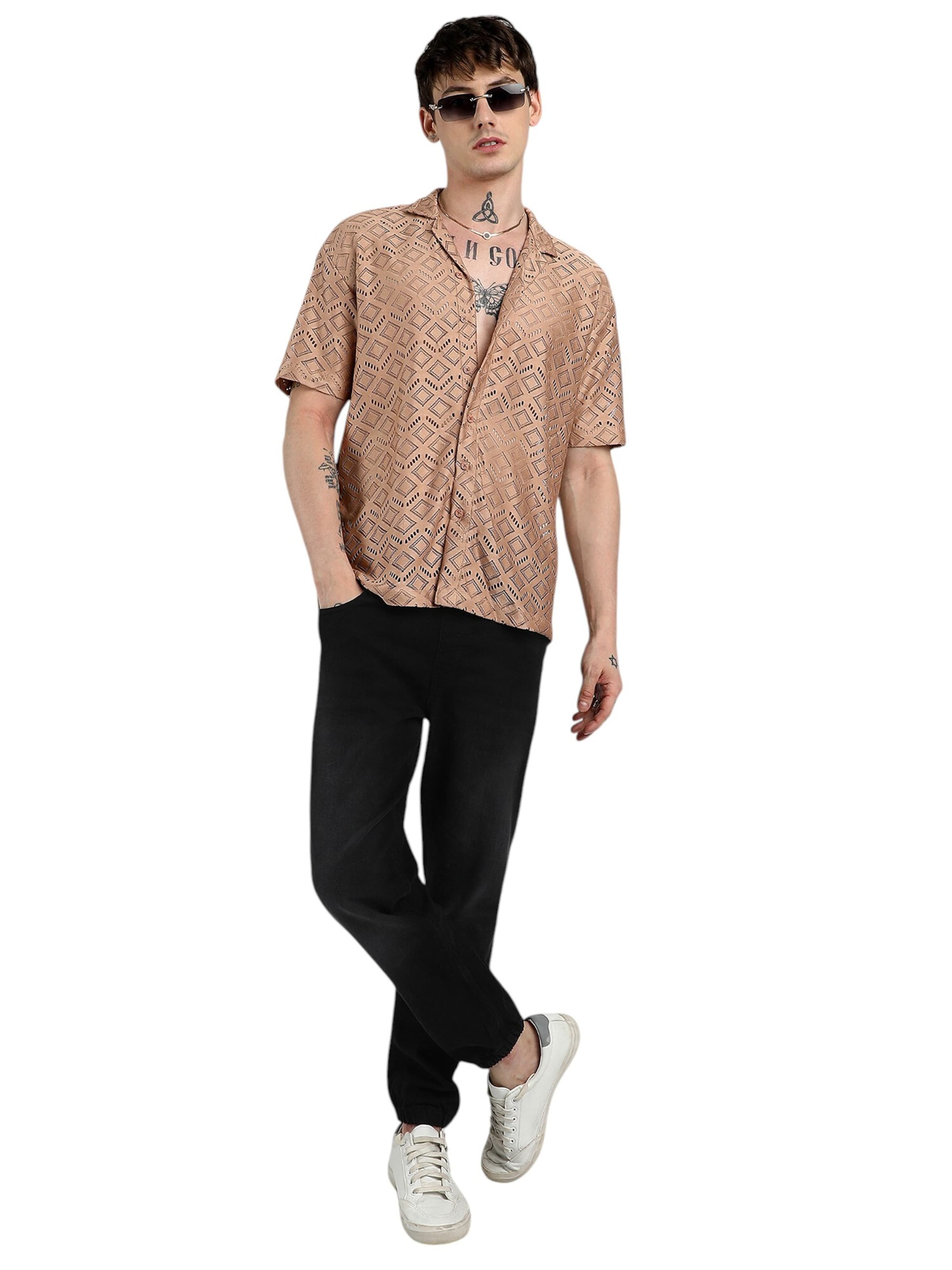 Campus Sutra Средняя посадка Рубашка 'Tamsyn' в Коричневый