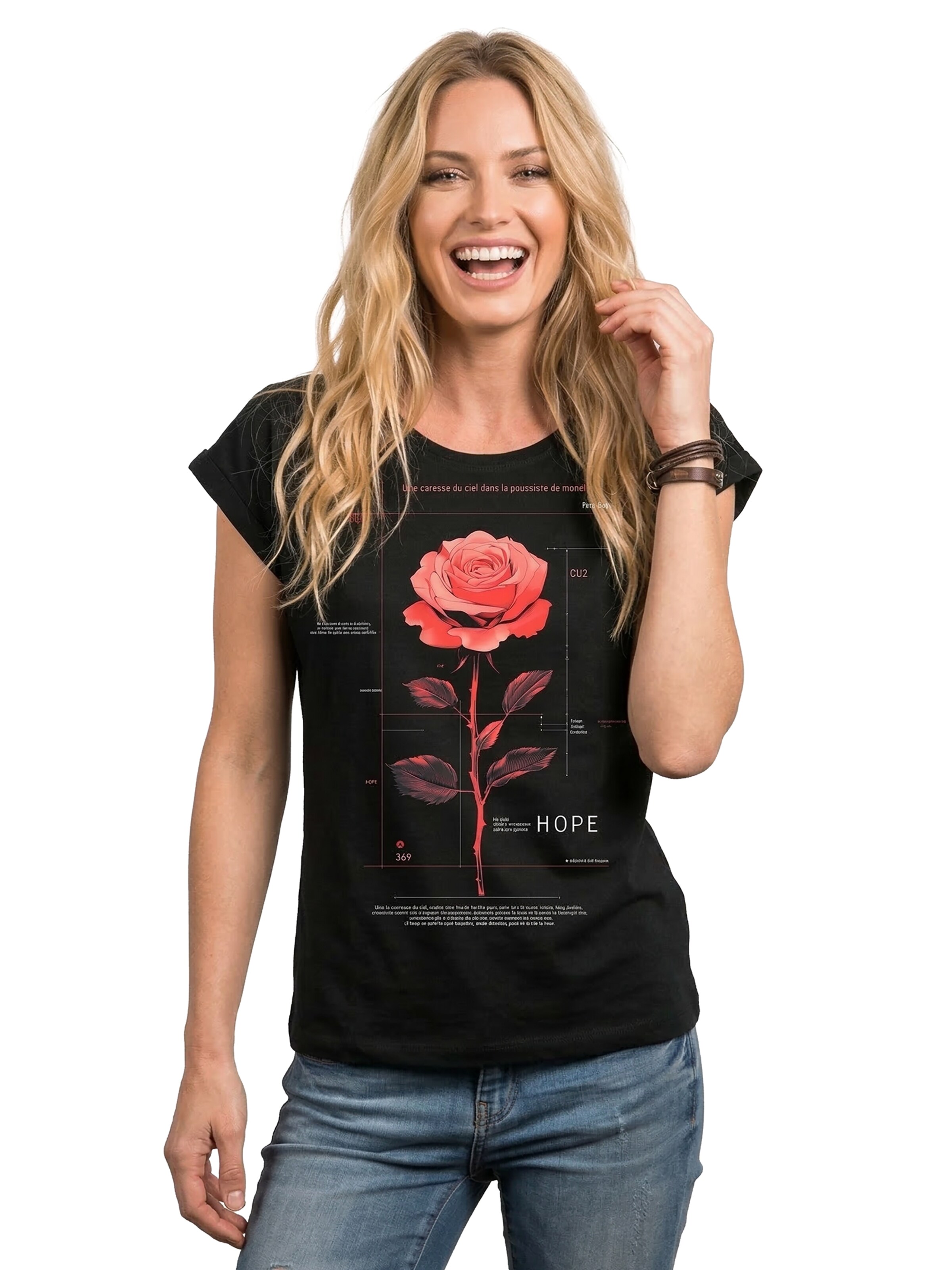 MAKAYA Shirt 'Pink Rose' in Black: front