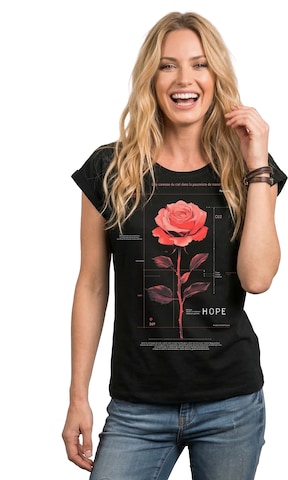 MAKAYA Shirt 'Pink Rose' in Black: front