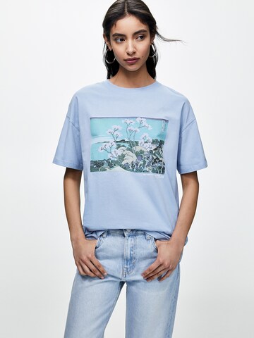 T-shirt Pull&Bear en bleu : devant