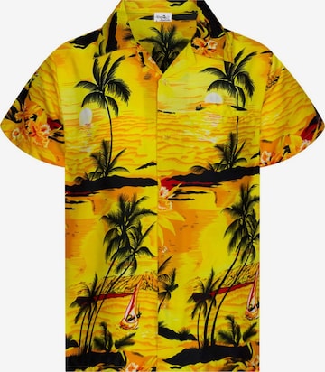 King Kameha Button Up Shirt 'Surf' in Yellow: front