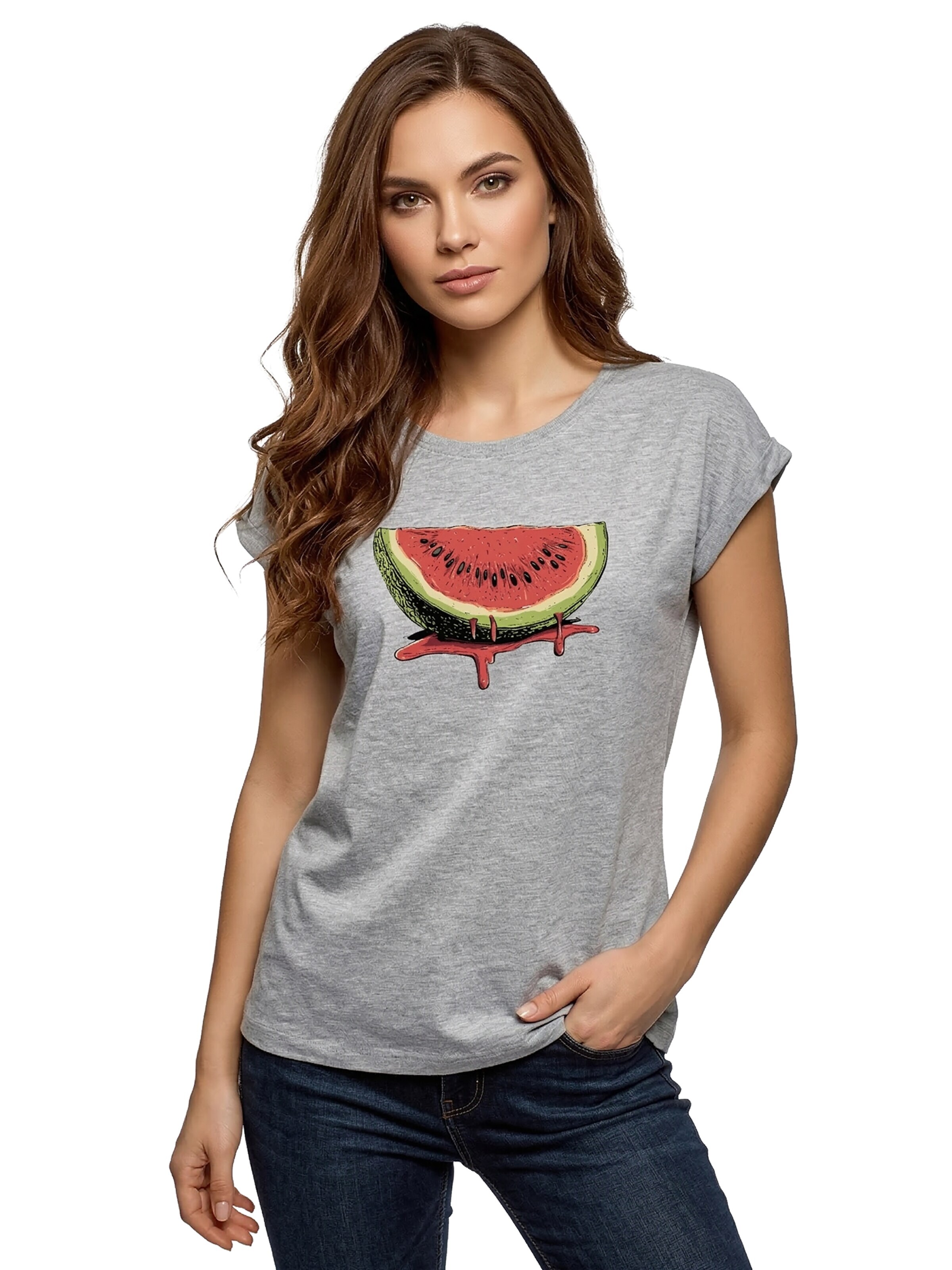 MAKAYA Shirt 'Watermelon' in Grey: front