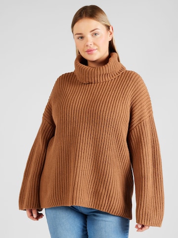 Selected Femme Curve Sweater 'SELMA SEFIKA' in Brown: front