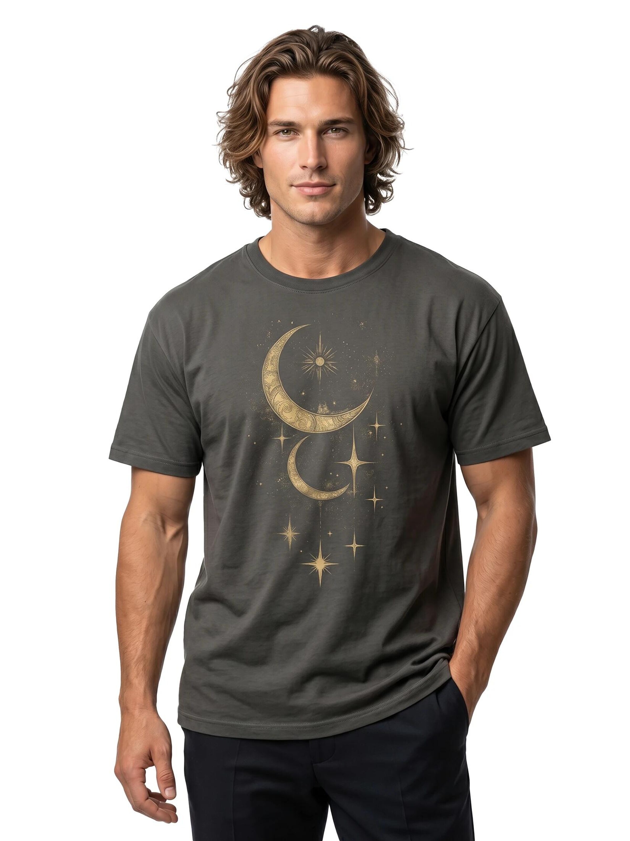 MAKAYA Shirt 'Moon Stars' in Grey