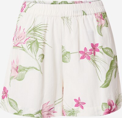 Pantaloni 'ALOHA ' PIECES di colore crema / verde / rosa / rosa, Visualizzazione prodotti