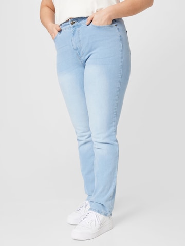 PIECES Curve Regular Jeans 'LUNA' in Blue: front