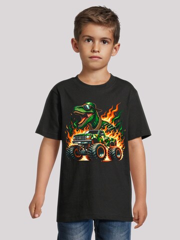 F4NT4STIC T Shirt 'Dinosaurier Monster Truck Feuer‘ in Schwarz: Vorderseite