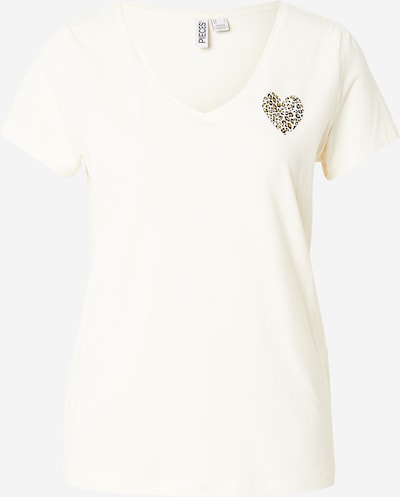 Marškinėliai 'PCNEW BILLY' iš PIECES, spalva – aukso geltonumo spalva / juoda / balta, Prekių apžvalga