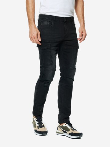 KOROSHI Regular Cargojeans i svart
