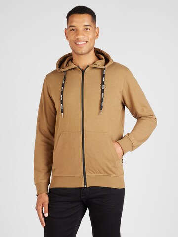 INDICODE JEANS Sweat jacket 'Dope' in Brown: front