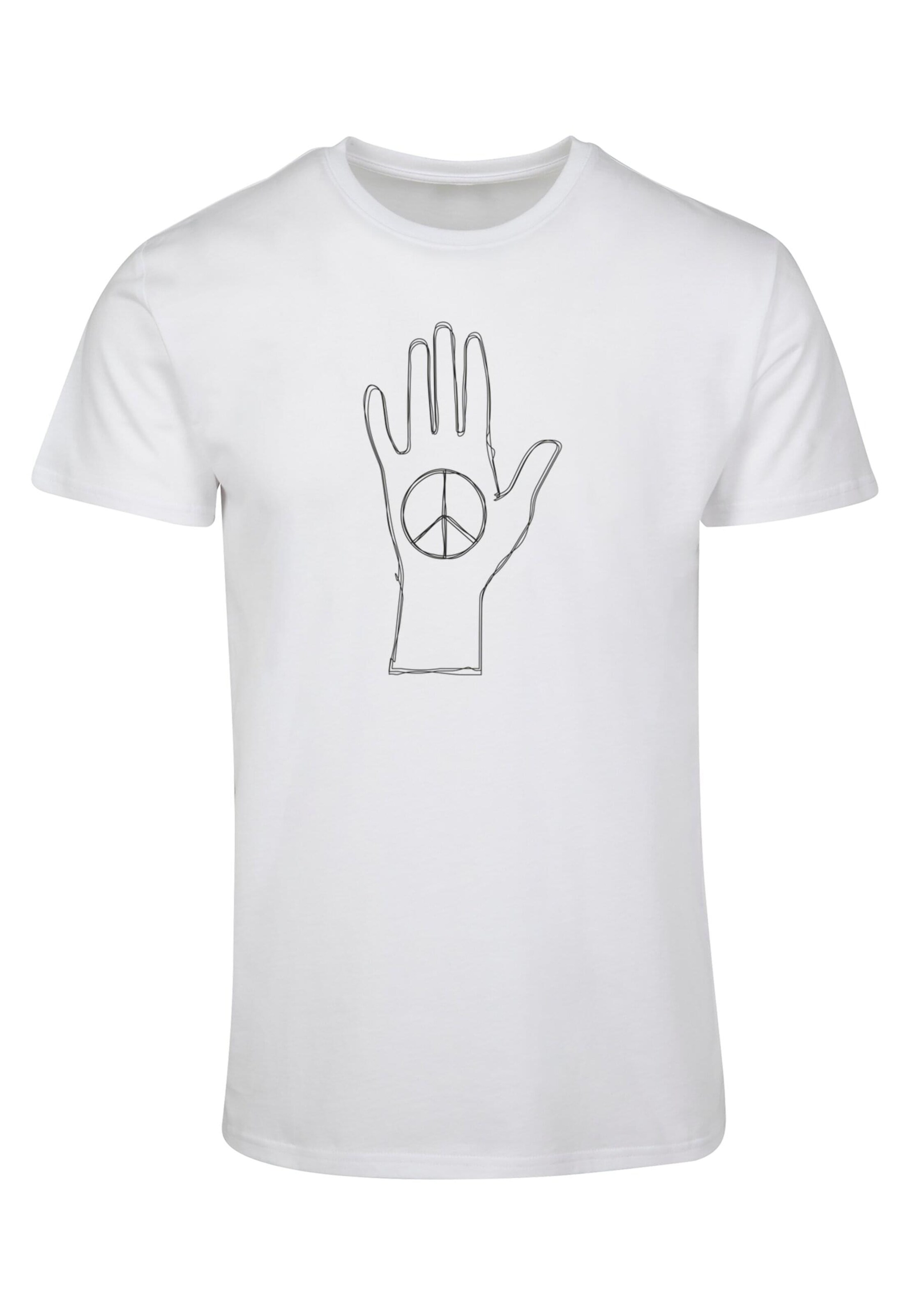T-Shirt 'Peace - Scribble Hand' Merchcode en blanc : devant