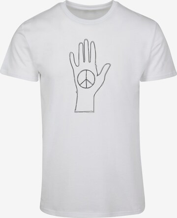 Maglietta 'Peace - Scribble Hand' di Merchcode in bianco: frontale