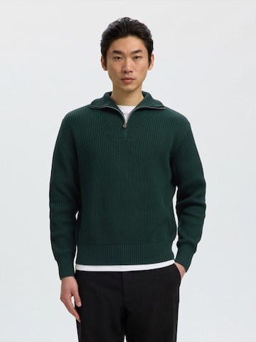 Pull-over 'SLHDRY' SELECTED en vert : devant