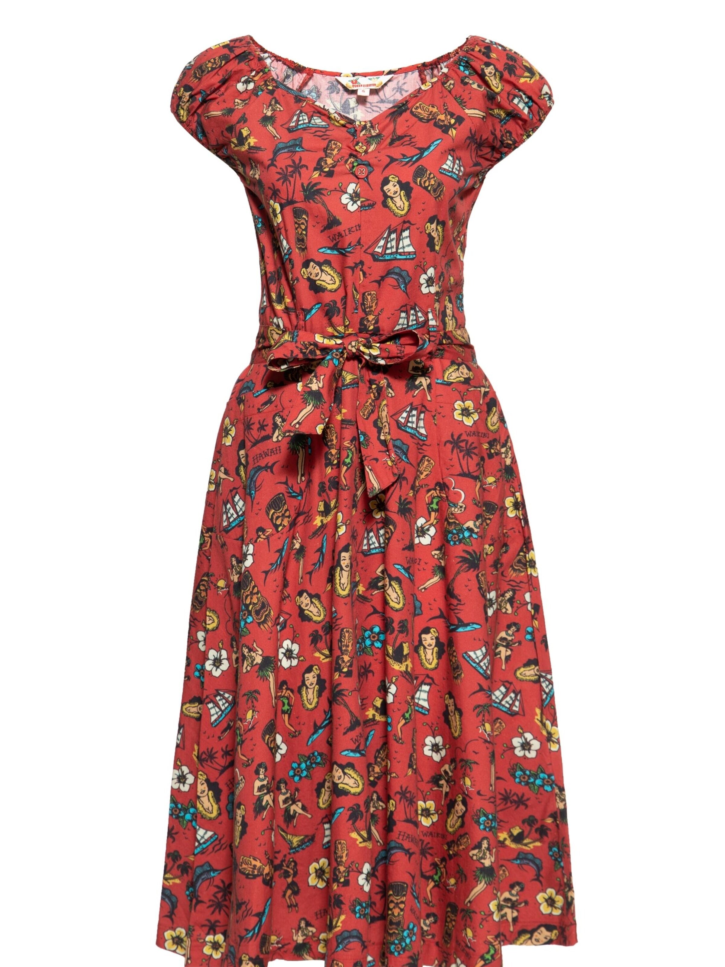Queen Kerosin Summer Dress 'Hawaii' in Red: front