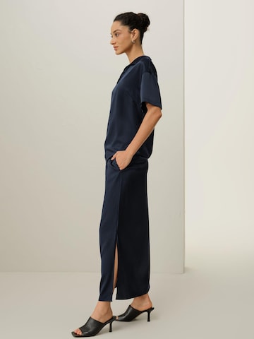 Lilysilk Bluse 'Waschbare Seiden-Charmeuse Polo-Oberteil'‌‌ in Blau