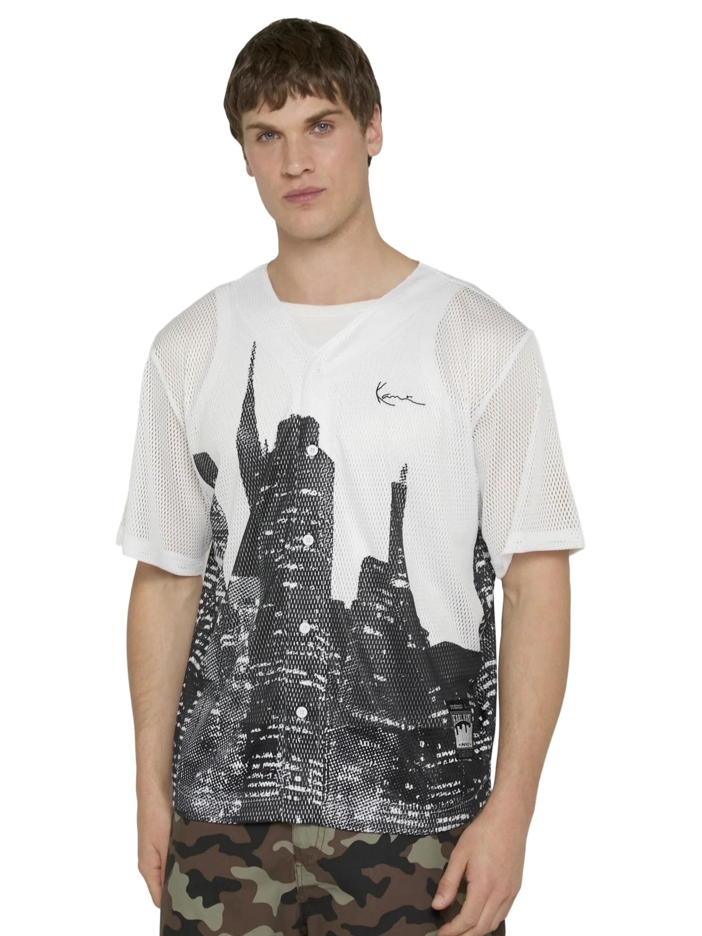 Karl Kani - Camiseta 'Camisa karl kani blanca signature mesh baseball shirt' en blanco: frente