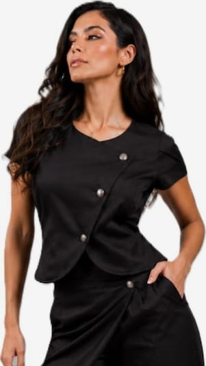 BIBI SAKALIEVA Tyrolské sako 'Black Asymmetrical Jacket with Tulip Sleeves' ve velikosti 36 - černá, Produkt