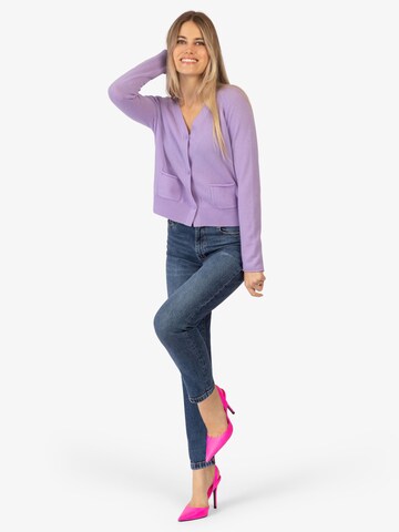 Rainbow Cashmere Knit Cardigan in Purple