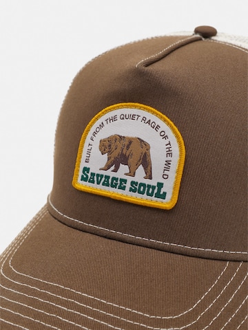 Pull&Bear Czapka z daszkiem w kolorze brązowy