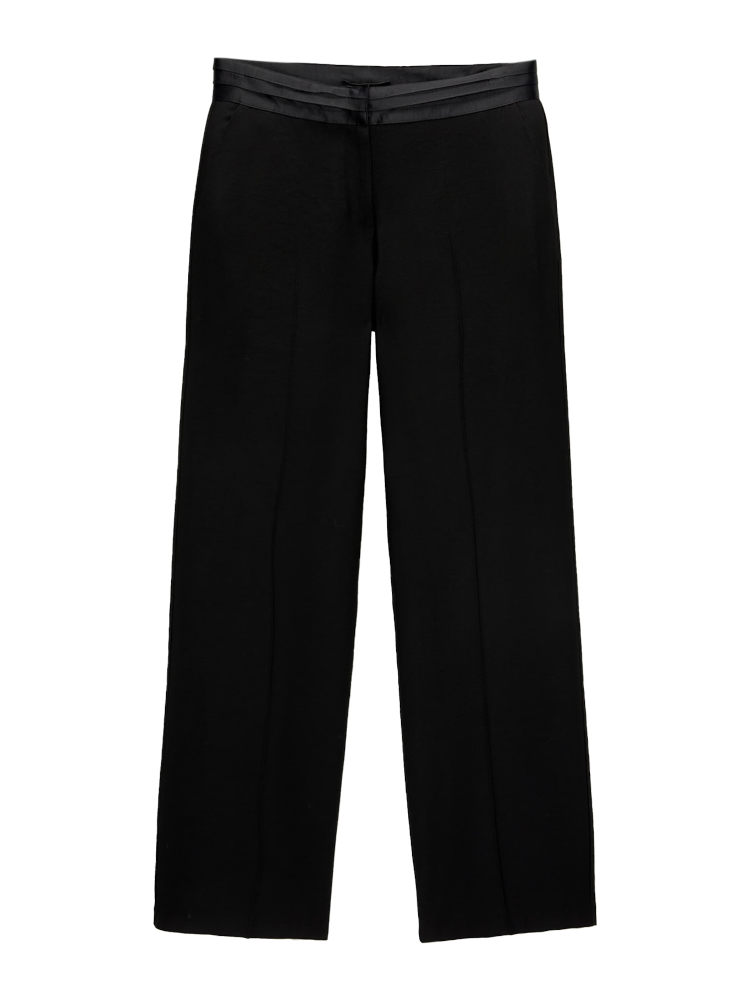 Pull&Bear Loose fit Trousers with creases in Black: front