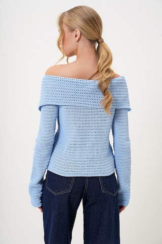 Trend Alaçatı Stili Gebreid vest in Blauw