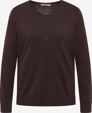 CECIL Basic Pullover mit V-Neck in Unifarbe in Braun: Vorderseite