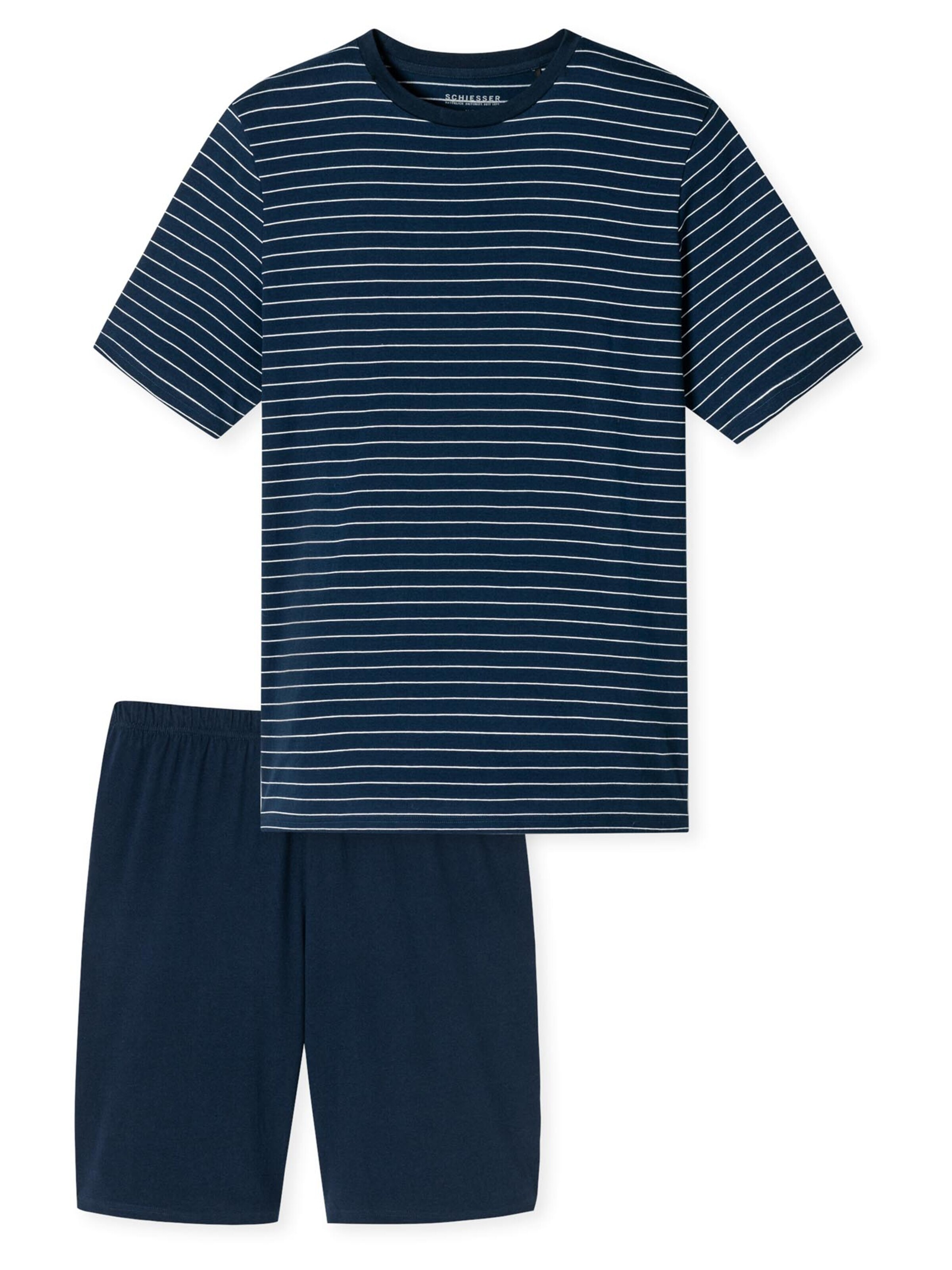 SCHIESSER Pyjama kurz 'Casual Essentials'‌‌‌‌‌ in Blau: Vorderseite