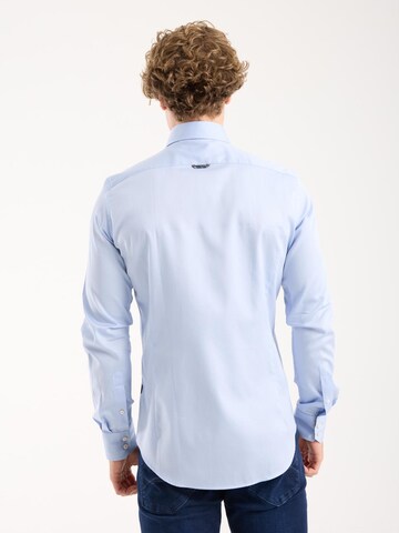 Slim fit Camicia 'Roma Iconic Satin Man Shirt Grey' di 7Camicie in blu