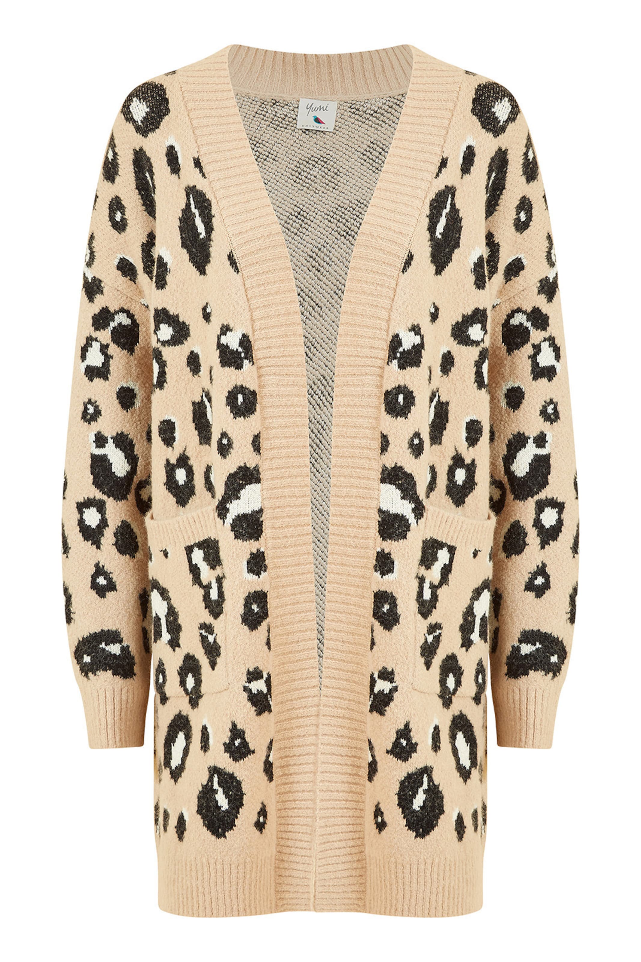 Yumi Knit Cardigan in Beige: front