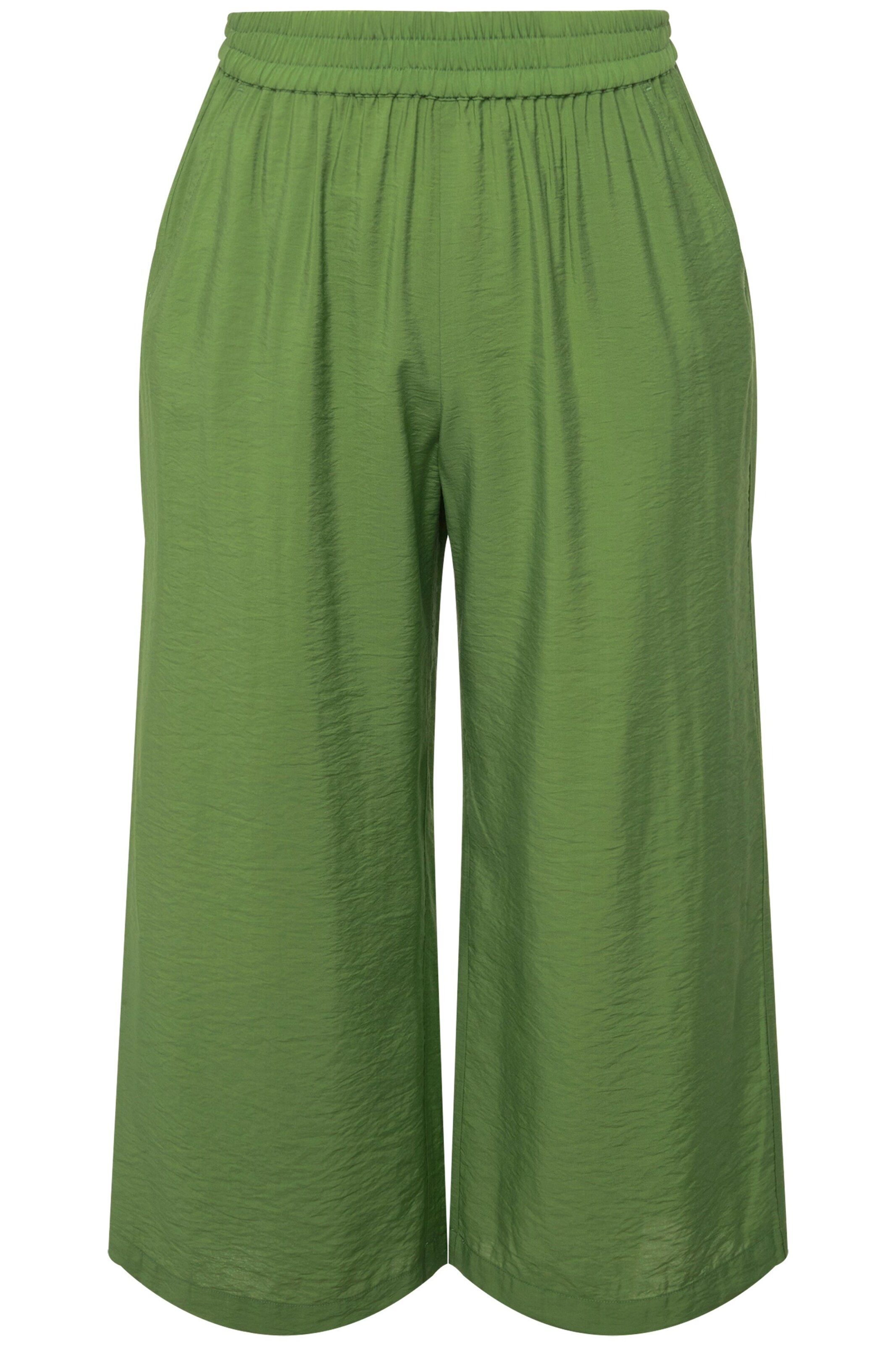 Ulla Popken Wide leg Broek in Groen: voorkant