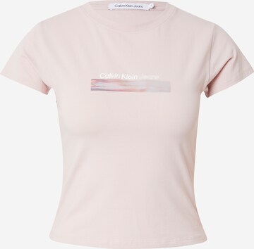 T-shirt Calvin Klein Jeans en rose : devant