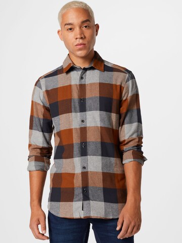 Only & Sons Slim fit Button Up Shirt 'ONSGudmund' in Brown: front