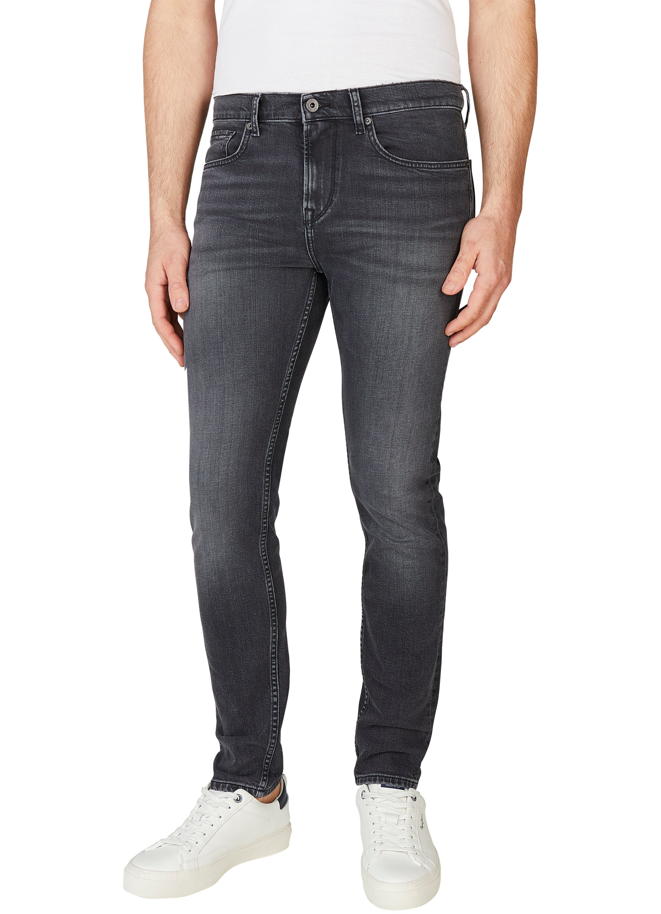Coupe slim Jean Pepe Jeans en bleu : devant