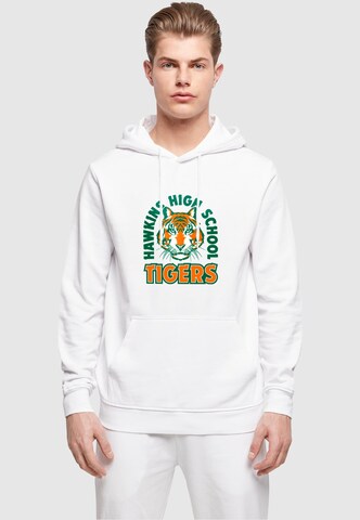 Sweat-shirt 'Stranger Things - Hawkins Arch Tiger' ABSOLUTE CULT en blanc : devant