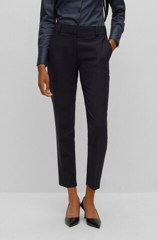 HUGO Slim fit Pleated Pants 'Hetana' in Blue: front