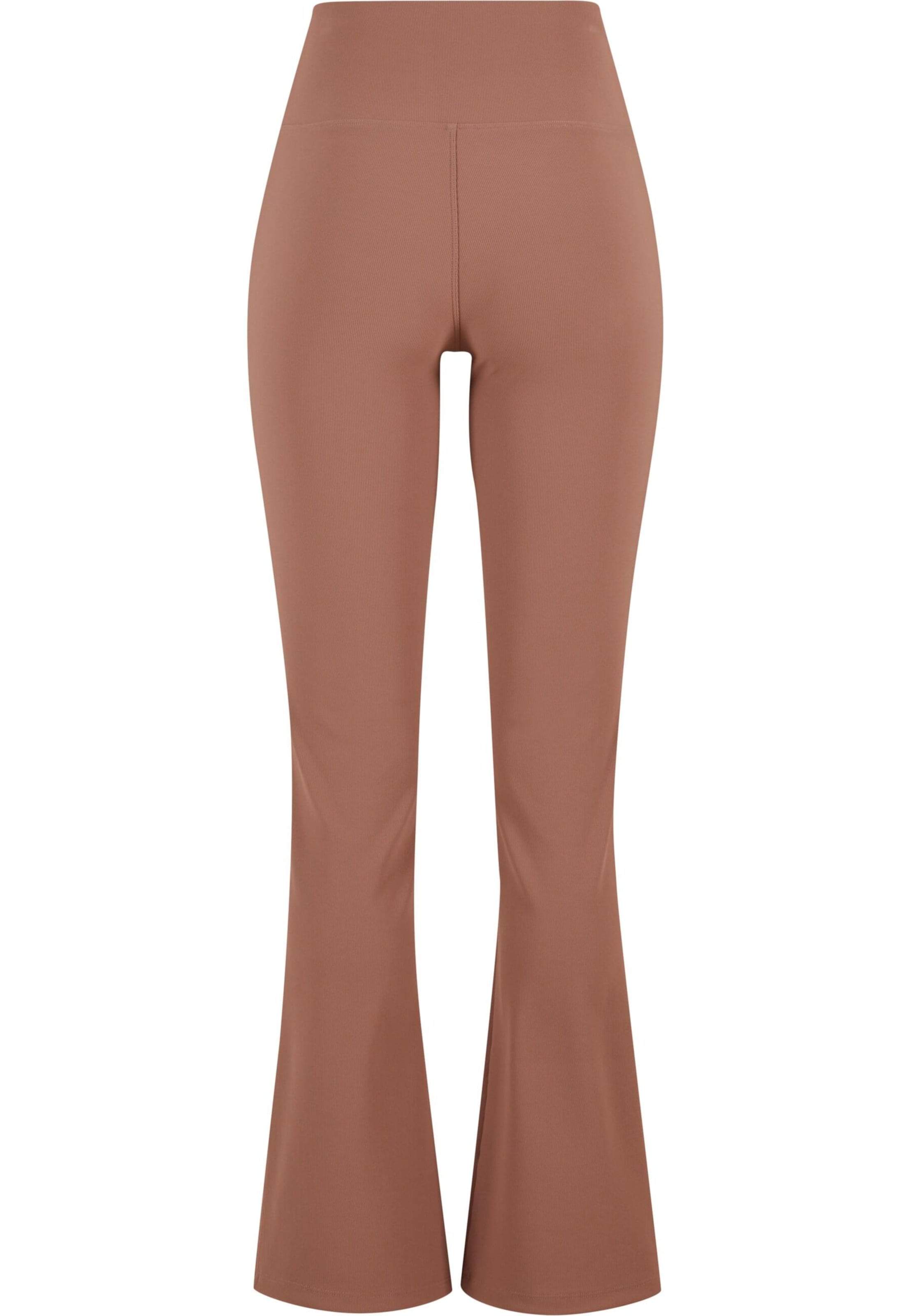 Urban Classics Štandardný strih Legíny ' Ladies Flared Leggings Rib ' - Hnedá