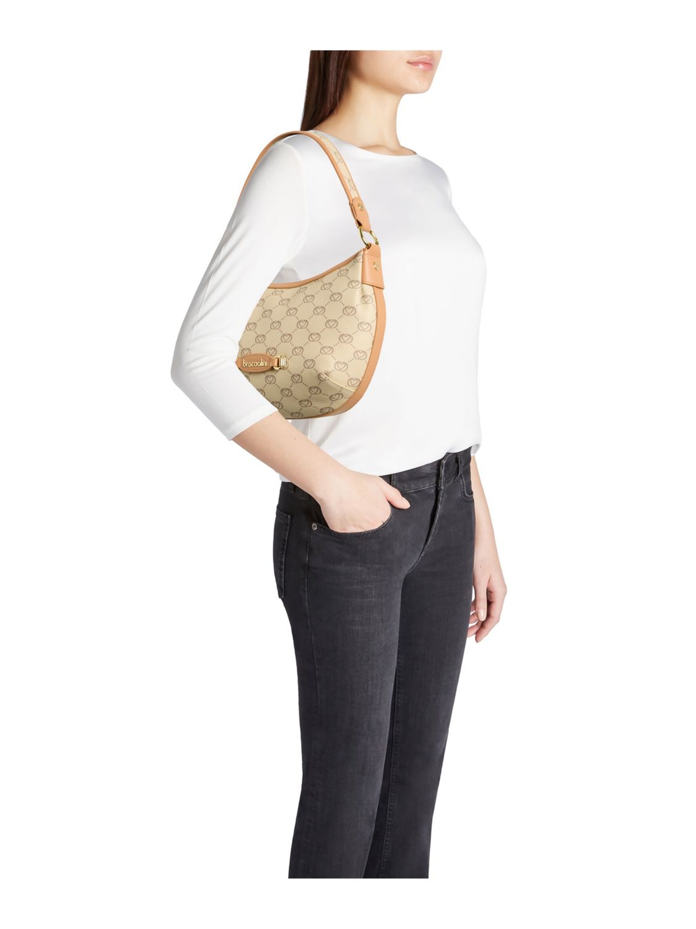 Borsa a spalla 'Monogram' di Braccialini in beige