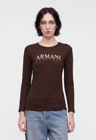 ARMANI EXCHANGE Тениска в кафяво: отпред
