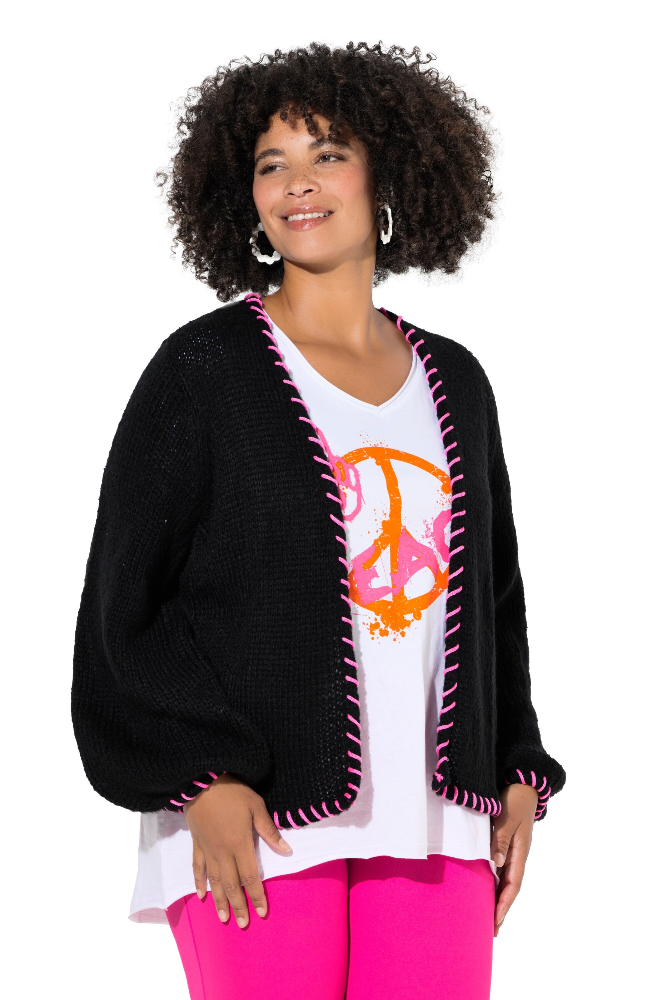 Angel of Style Knit Cardigan in Black: front