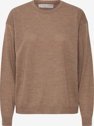 PULZ Jeans Trui 'PZSadie' in Bruin: voorkant