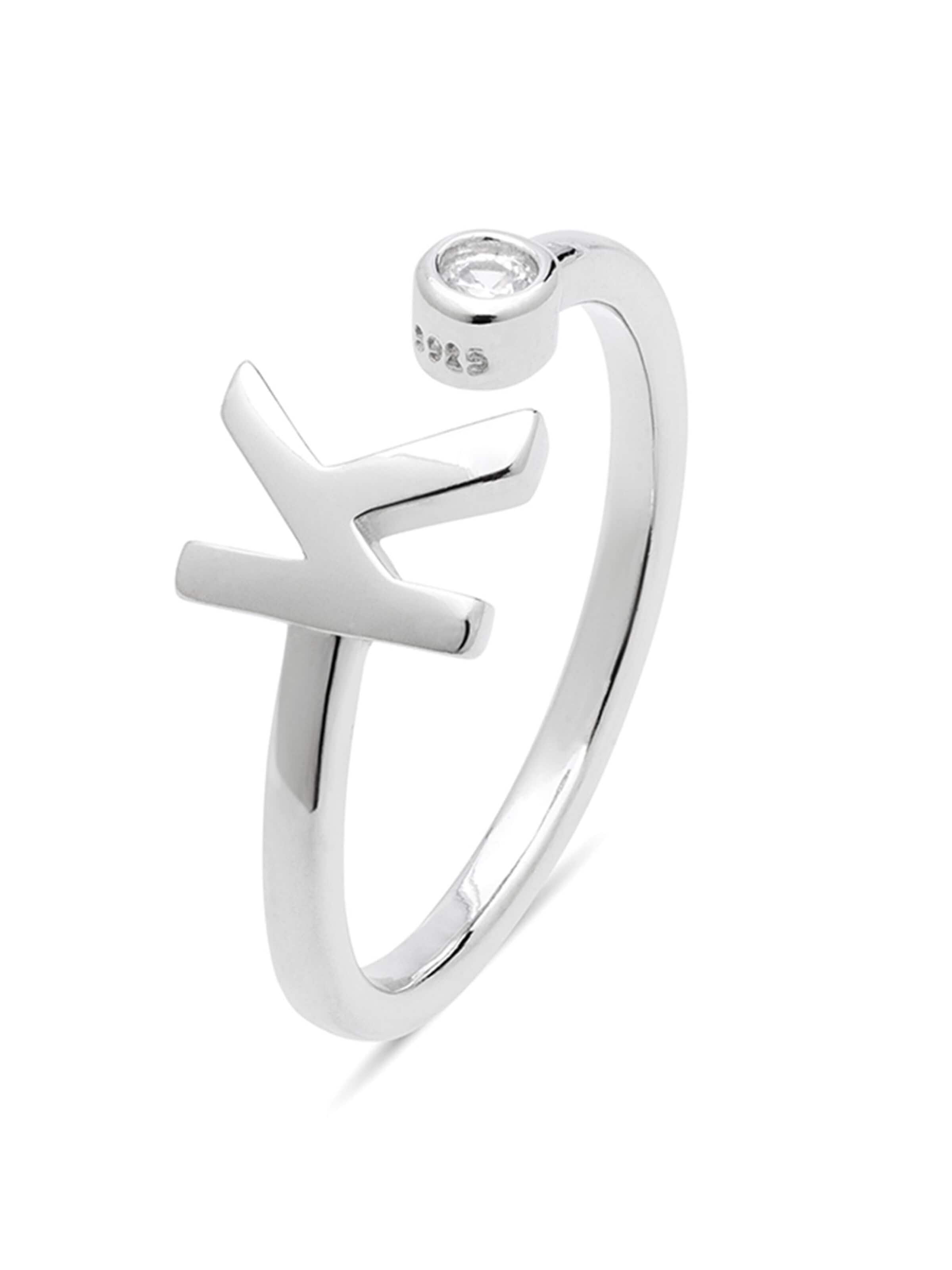 Luxenter Ring 'Alphabet K' in Silver: front