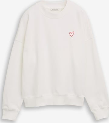 Sweat-shirt TOM TAILOR DENIM en blanc : devant