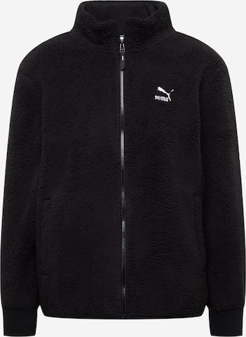 PUMA Fleece jas in Zwart: voorkant