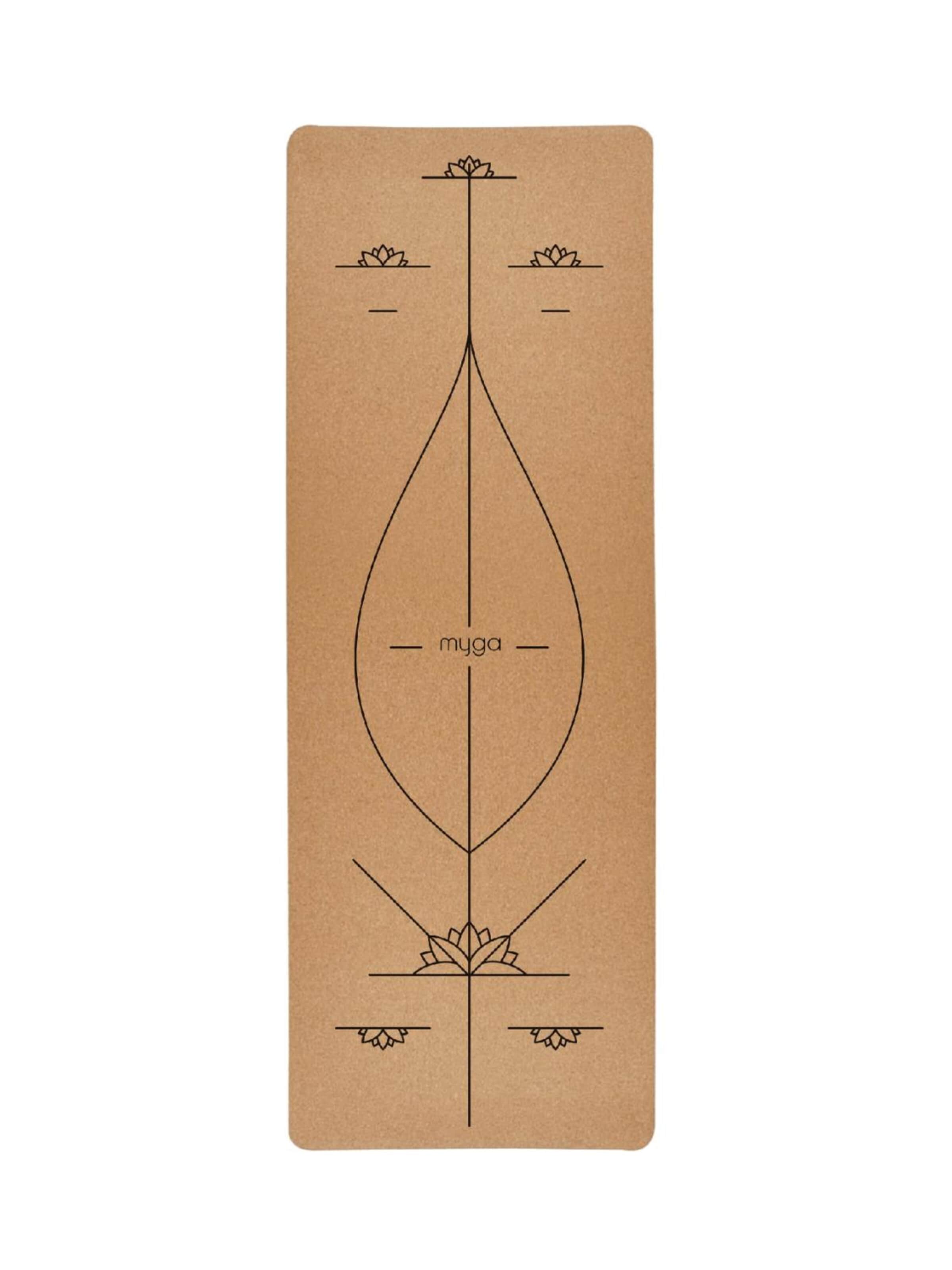myga Mat 'Extra große Kork-Yogamatte - Ausrichtungsmatte' in Brown: front
