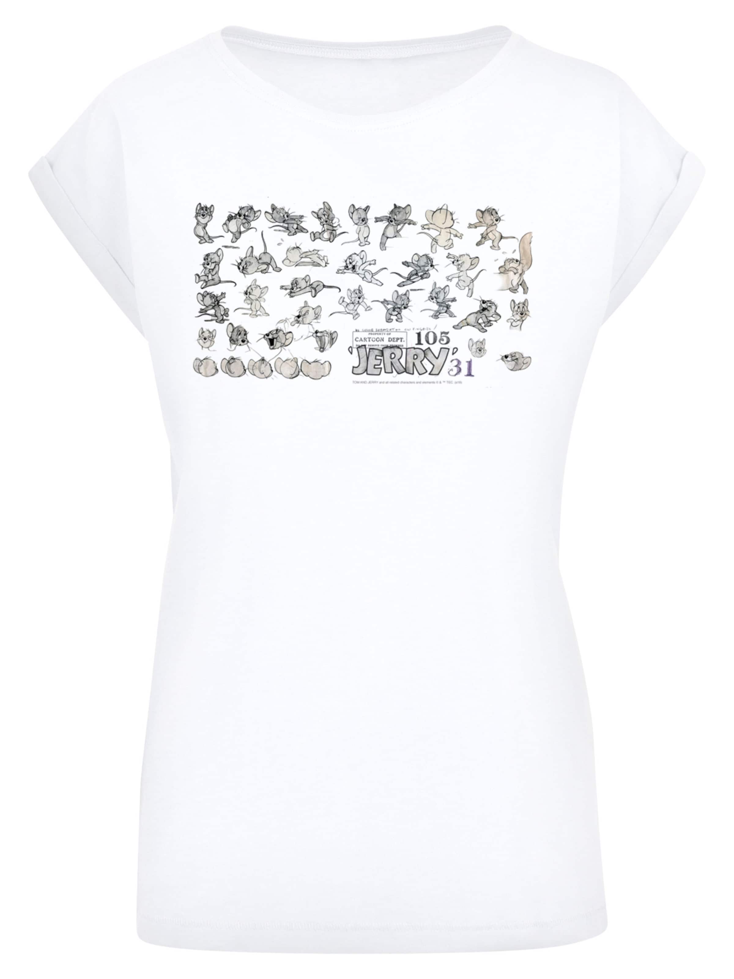 F4NT4STIC Shirt 'Tom And Jerry Cartoon Dept Jerry' in Wit: voorkant